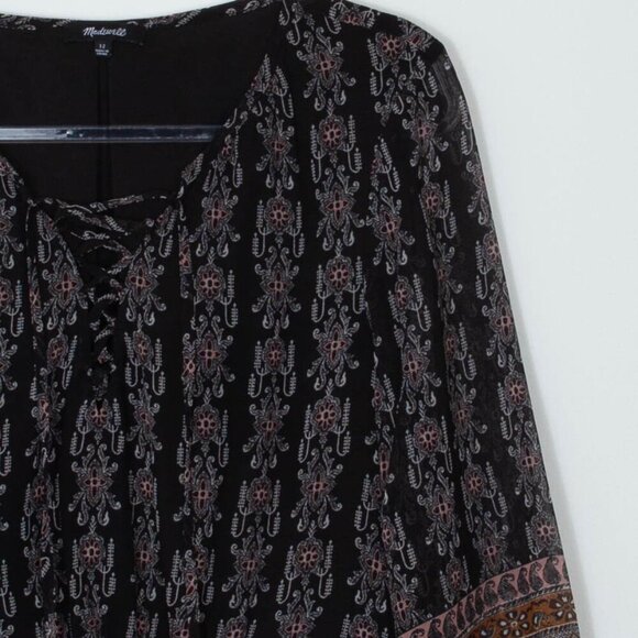 Madewell Lace Up Mini Dress in Burnished Floral  Womens Size 12 - Picture 5 of 11